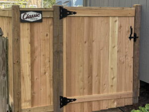 recent fence projects pic 1 wooden fence with logo